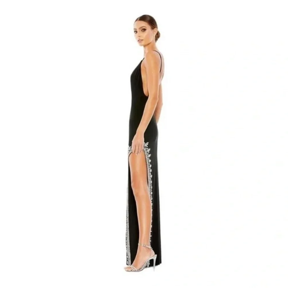 NWT Mac DUGGAL RHINESTONE ENCRUSTED SIDE SLIT CAMI BODYCON GOWN size 4 - Picture 4 of 15